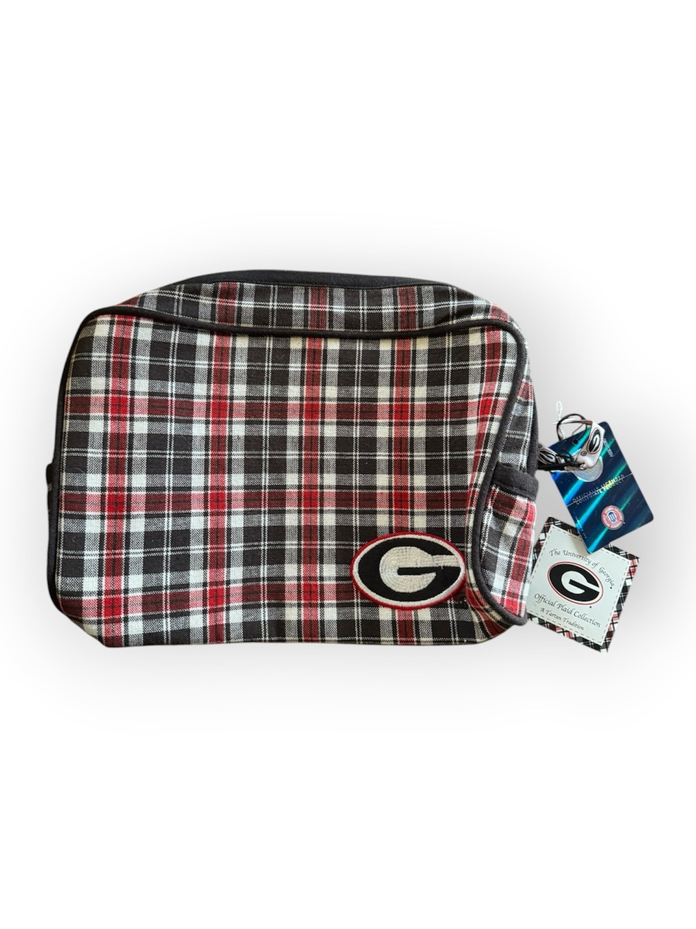 NWT Georgia Bulldogs Plaid Cosmetic Toiletry Bag - Gray, Black & Red